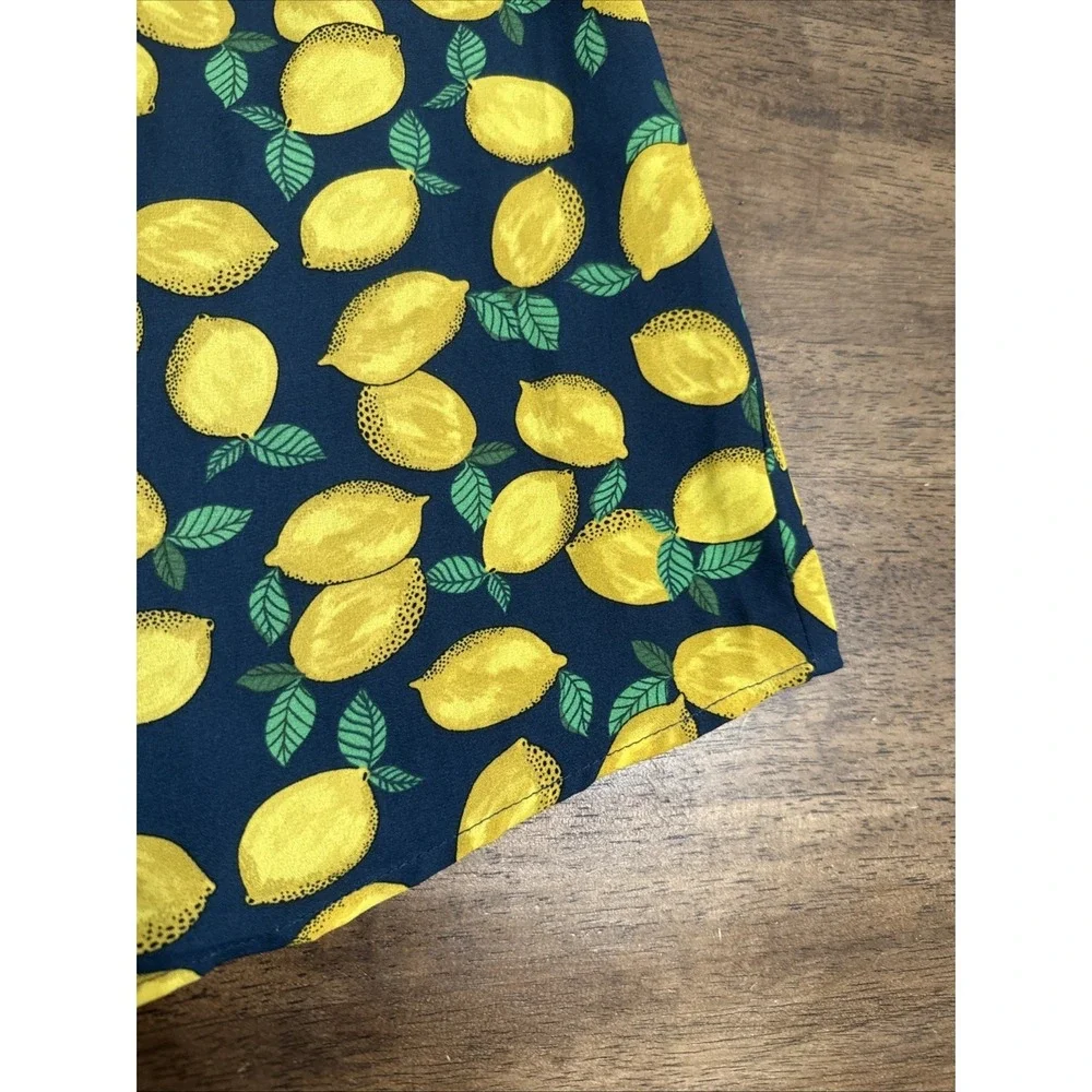 The‎ Limited Skirt Womens Sz 0 Petite Lemon Print Lightweight Pleated A-Line NWT
